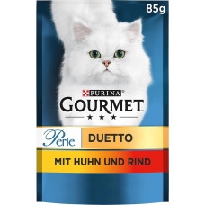GOURMET Perle Duetto drėgnas maistas katėms su vištiena ir jautiena, 26 vnt. (26 x 85 g)