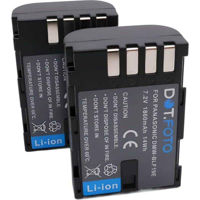 2 x Panasonic DMW-BLF19, DMW-BLF19E PREMIUM pakaitinis įkraunamas fotoaparato akumuliatorius iš Dot.Foto - Panasonic Lumix DMC-GH3