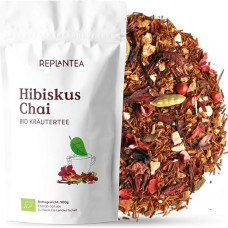 Organic Hibiscus Chai Tea 100 g | Warming Spice Tea with Cinnamon & Ginger for Autumn & Winter | Rooibos & Hibiscus Flowers Loose | Without Caffeine REPLANTEA
