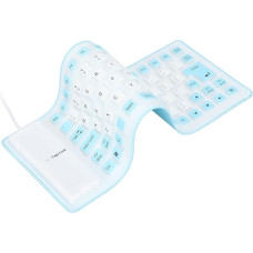 VBESTLIFE sulankstoma silikoninė klaviatūra, 85 klavišų tyli minkšta silikoninė USB laidinė vandeniui atspari suvyniojama klaviatūra staliniam kompiuteriui, nešiojamajam kompiuteriui (mėlyna)