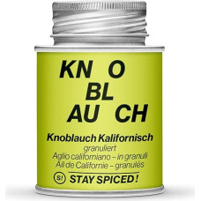 First-class garlic granules from Stay Spiced! I Garlic Powder Straight from California I Sharp Sweet Fruity I Filling Weight 90 g | 170 ml Screw Can Made of Tin Plate 100% Recyclable