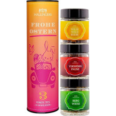 Hallingers Genuss Manufaktur Velykų dovanos Velykų krepšeliai Velykoms, 3 arbatų dovanų rinkinys su dėžute, Vegan stiklinėse, pagaminta Bavarijoje