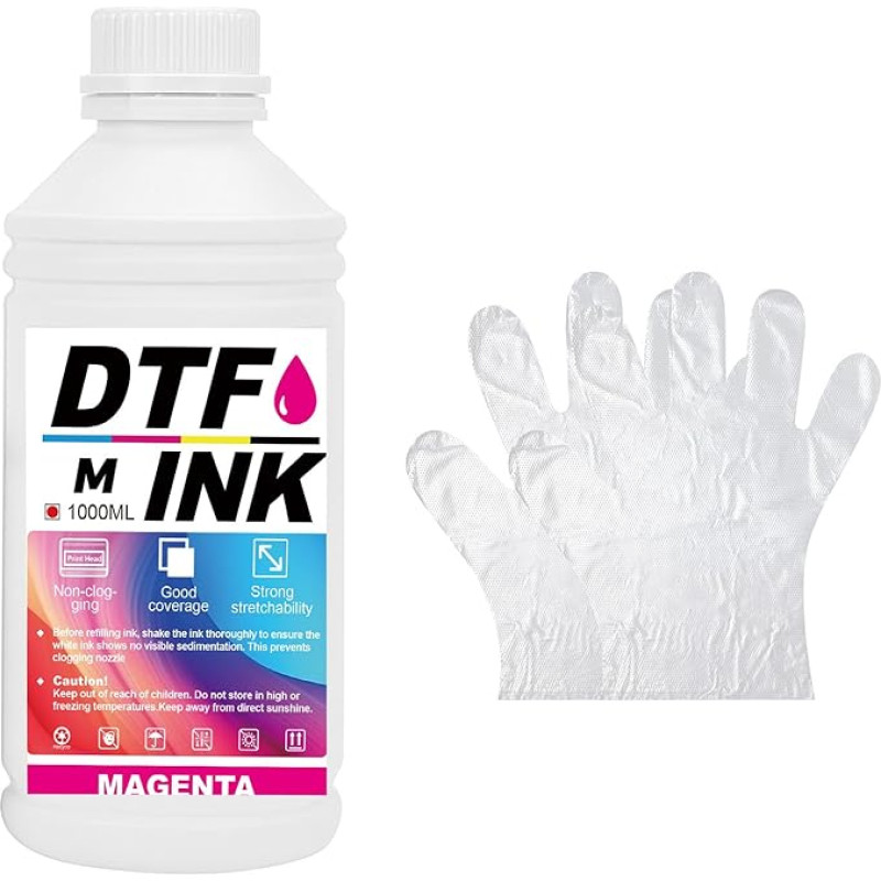 DTF rašalas, DTF perkėlimo rašalas, skirtas spausdinti ant tekstilės, PET plėvelės, terminis perkėlimas DTF spausdintuvams, suderinamas su i3200、DX5/DX7、5113、i4720、XP600 (raudonas, 1000 ml)