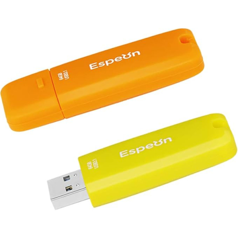 Espeon 2 pakuotės 64 GB USB 3.1 USB atmintinės guminė apvalkalo apsauga Vibruojanti oranžinė geltona