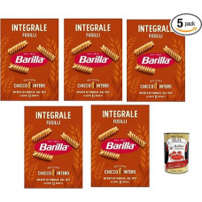 Barilla Integrale Fusilli - Whole Grain Durum Wheat Noodles - Rich in Fibre, 100% Whole Grain - Perfect Spiral Shape for Sauces - Cooking Time al Dente 11 Minutes - 5x [500g] + Italian Gourmet Polpa