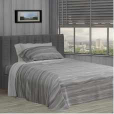 Dorian Home, Complete Bed 100% Cotton, Consisting of Underbed, Top Bed and Pillowcase, Made in Italy (Laveno Grigio, Singolo)