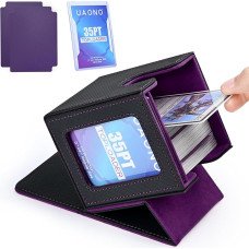 Magijos kaladžių dėžutė su MTG Commander ekranu, patentuotos 100+ kortų kaladžių dėžutės, prekybos kortų laikymo dėžutės, žaidimų kortų kaladžių dėklas, su 2 skirtukais, 1 viršutiniu dėklu (juoda ir violetinė)