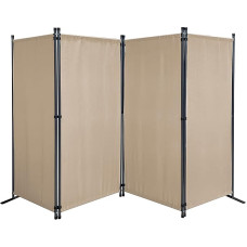 Quick Star 4-Piece Screen, 165 x 220 cm, Fabric Room Divider, Balcony Divider, Folding Privacy Screen, Sand