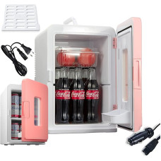 NORTHCLAN Mini Fridge for Room 15 L, with 220 V AC/12 V DC for Car and Home Use, Portable Fridge and Heating Fridge Perfect for Drinks, Cosmetics, Snacks, Max & Eco Mode, Pink