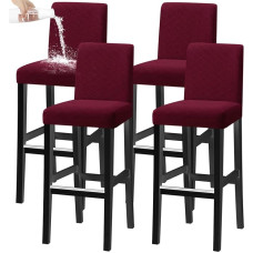 Baro taburetės apima, Stretch nuimamas skalbiamas Slipcover už trumpą besisukančių vakarienės kėdė atgal baro kėdė (raudonas vynas, rinkinys 4)