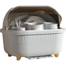 Generisch Dish Dryer with Lid, Multifunctional Dish Organiser, Efficient Drainage, Space-Saving Solution for Kitchen Utensils (Grey, L)