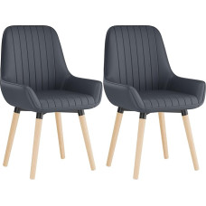 ELUCHANG Dining Room Chairs, Set of 2, Grey PU Leather, Easy to Clean, Ideal for Families (with Children/Animals) and Frequently Used (Restaurants/Cafés), Upholstered Chair for Dining Room, Living Room, Bedroom