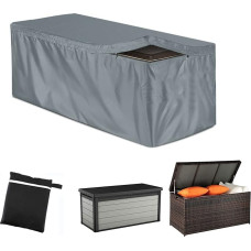 Lauko terasos dėžės dangtis su užtrauktuku, vandeniui atspari sodo sandėliavimo dėžė, 420D Oksfordo dangtis terasos baldams, apsauga nuo UV spindulių, stačiakampio formos, pilkas, 130 x 60 x 71 cm
