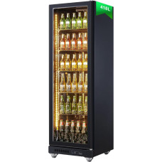418L Beverage Refrigerator Single Door 0°C - 20°C LED Lighting 5 Tier for Home, Restaurants and Bars