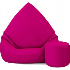 Pupelių maišas su taburete Fuksija 112 x 82 x 82 cm - XXL suaugusiųjų pupelių maišas su užpildu - Miegamojo ir svetainės baldai - Vandeniui atsparūs patalpų pupelių maišai - Poilsio kėdė - Pupelių maišas