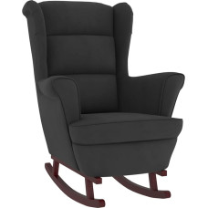 Tidyard Rocking Chair Living Room Chair 78 x 93 x 97 cm (W x D x H) with Solid Wood Rubber Legs Relaxing Chair Swing Chair Upholstered Chair Black Velvet