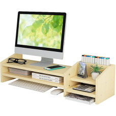 Catekro Monitor Stand Monitor Shelf Computer Booster Stand Computer Laptop Raised Table Desktop Organiser Desktop Computer Mass Storage Shelf Office Storage (White Maple Wood)