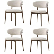 Medinės valgomojo kėdės (4 vnt.), modernios audiniu apmuštos virtuvės šoninės kėdės, kaimiško stiliaus valgomojo kėdės su kojomis, smėlio spalvos(4)