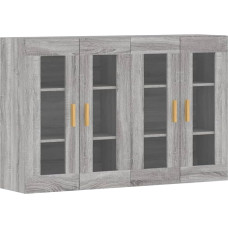 vidaXL Sieninė spintelė su daug vietos, svetainės stalčius, sieninė spintelė, komoda, skandinaviška, pilka Sonoma medžio medžiaga, 2 vnt.