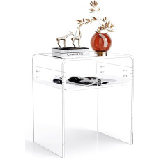 Akrilinis staliukas Naktinis staliukas Skaidrus U formos staliukas miegamajam ir svetainei 40 x 30 x 50 cm (skaidrus)