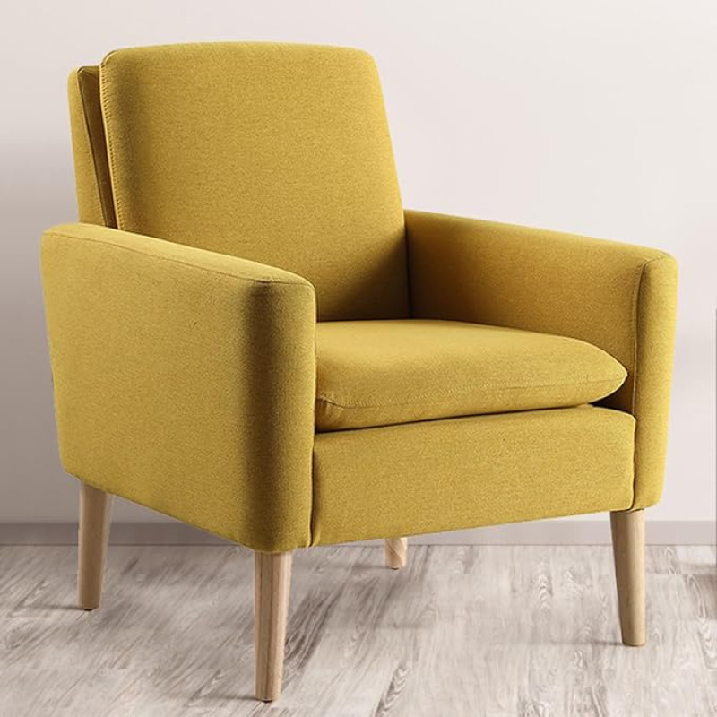 Svetainės fotelis, Sparnuotasis fotelis, Kokteilinis fotelis, Paminkštintas televizoriaus fotelis, Lininis audinys, Skaitymo fotelis, Patogus, Viengulė sofa, Atpalaiduojamasis fotelis, Klubo fotelis miegamajame, namuose (Garstyčių geltona, 1)