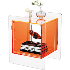 Akrilo naktinis staliukas Skaidrus šoninis staliukas gyvenamajame kambaryje 46 x 40 x 55 cm (oranžinis)