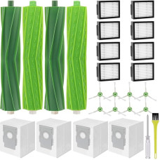 Fictezlove Accessories for iRobot Roomba i7 i7+ / i7 Plus E5 E6 E7 Robot Vacuum Cleaner Replacement Parts with 4 Rubber Brushes, 8 Filters, 8 Side Brushes, 4 Dust Bags, 1 Screwdriver, 1 Cleaning Tool