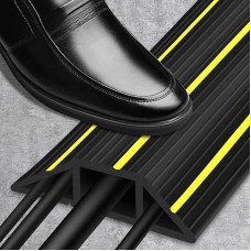 Floor Cable Cover, 3M Cable Protector Outdoor Heavy Duty Wire Cover, Black Floor Cable Cover, Cable Protector with 3 Large Channels for Offices, Retail, Gyms, Factories and