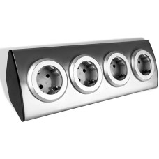 Orno, AE-1340(GS), Corner Socket strip, 4 Sockets with Child Safety Lock, 45° Assembly, Ideal for a Kitchen, Office or Worktop, 3680W, 16A
