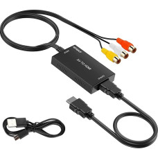 RCA ir HDMI keitiklis su HDMI kabeliu, AV ir HDMI keitiklis, RCA įvesties HDMI išvesties vaizdo ir garso adapteris, skirtas rodyti HDTV televizoriuose