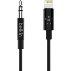 Belkin Audiokabel mit Lightning Connector, 1,8 m/3,5 mm - MFi-zertifiziertes Lightning-/AUX-Kabel für iPhone 13, 13 Pro, 13 Pro Max, 13 mini, 12, 12 Pro, 12 Pro, 12 Pro Max, 12 mini, Schwarz