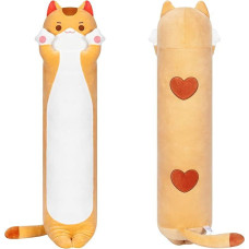 Mewaii 130 cm Cuddly Toy Kawaii Long Cat Plush Cushion Orange Stuffed Toys Plush Toy Stuffed Animal Toy Cuddly Cushion Gift Plush Cushion