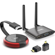 AIMIBO Wireless HDMI Transmitter and Receiver 5G, Wireless HDMI Wireless VGA/HDMI Dual Screen 165 Feet / 50 m, HDMI Radio Transmission Transmitter and Receiver, Audio Video Mirroring for TV,