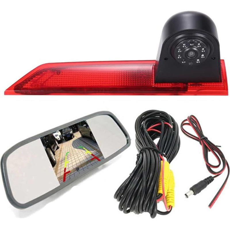 HD Car Caravan Reversing System Brake Light Reversing Camera Van Roof Camera Parking Camera Parking Aid with Angle Adjustable Compatible with Ford Transit Custom Business MPV SUV Bus