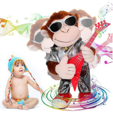 SWTOIPIG Dancing Monkey Plush Toy Singing Dance Monkey Shape Toy for Children Adults Gift Home Decoration (Dancer + Singer + Body Shake and Guitar Shake)