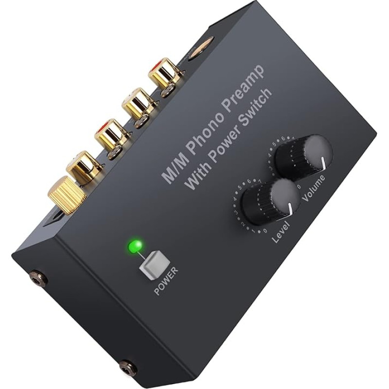 LiNKFOR Phono Preamplifier Phonograph Preamp Ultra Compact Preamp with Power Switch Volume Control RCA Input/Output 1/4 Inch TRS Output DC 12 V for Turntable with MM Sample