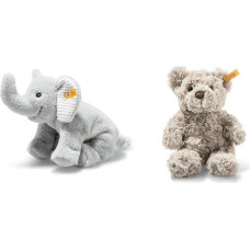 Steiff 242656 Floppy Trampili Elephant, 20 cm, Grey Violet, Plush Toy Lying Down & Soft Cuddly Friends Honey Teddy Bear, Light Grey, 18 cm, Teddy Made of Fluffy Plush