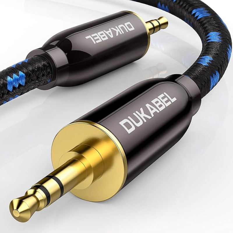 DuKabel HiFi Audio Cable 3.5 mm AUX Cable Compatible with HiFi Amplifiers, CD Players, Speakers or AV Amplifiers - HiFi Series 1.2 m