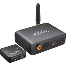 PROZOR 2.4 GHz Wireless Audio Transmitter Receiver for TV Support, Optical Coaxial 3.5 mm Input 96 kHz / 24 Bit Digital Audio Adapter with Low Latency, 165 Feet Long Range