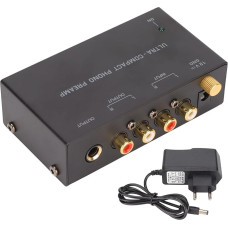 Phono Turntable Preamp with Independent Button Control for Turntable Amplifier - PP400 Stereo RCA Input RCA Output 100-240V Low Noise High (EU Plug)