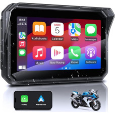 ZKJAYOE Portable Screen Apple CarPlay/Android Car for Motorcycle, Waterproof IP67, 5 Inch IPS Touch Screen, CarPlay Wireless Stereo for Motorcycle, Support GPS Navigation, Music