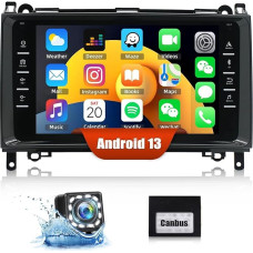 CAMECHO Android 13 Car Radio with Sat Nav for Mercedes Benz W169 W245 B160 B170 B180 B200 W639 Vito Viano W906 Sprinter, 8 Inch Screen with Mirror Link WiFi FM Bluetooth and USB + Rear View Camera