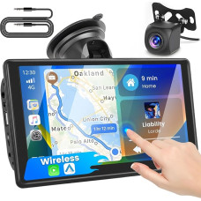 Inefala 7 Inch CarPlay Wireless Car Radio, CarPlay & Android Car Handheld Touch Screen, Mirror Link, Equalizer Settings, FM/TF/USB/AUX, Dual Bluetooth, Rear View Camera