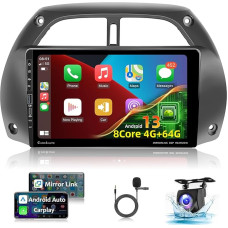 4 + 64G Android 13 Car Radio for Toyota RAV4 2001-2006 - Wireless Carplay & Android Car - 9 Inch Touchscreen with EQ DSP WiFi GPS FM RDS Mirror Link Split Screen + AHD Rear View Camera & Microphone