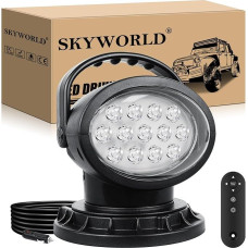 SKYWORLD 8 colių 20 cm 38 W LED darbinė šviesa su magnetiniu pagrindu, taškinis visureigių apšvietimas, LED paieškos šviesa su nuotolinio valdymo pulteliu automobiliui, visureigiui, keturračiui, traktoriui, sunkvežimiui, 4 x 4, valčiai