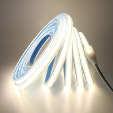 COB LED juosta 10 m, 220 V, 280 LED/m FCOB LED juosta CRI ≥ 90, vandeniui atspari didelio tankio lanksti itin ryški natūralios baltos spalvos COB LED šviesos juosta su kištuku, skirta miegamojo, spintos apšvietimui