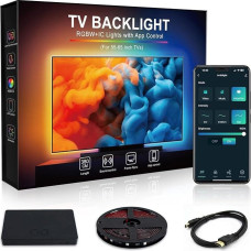 3.8 m TV LED Strip with HDMI Sync Box, RGBIC WiFi Ambient Lighting, App & Voice Control, Intelligent Backlight for 55-65 Inch TV, Compatible with Alexa/Google/Apple.3, 8M
