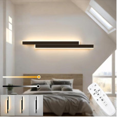 20 W Wall Light LED Indoor Dimmable 80 cm Wall Lamp Indoor with Remote Control, Up Down Wall Lighting, Modern Wall Light Black for Bedroom Corridor Living Room Stairs Children's Room Kitchen