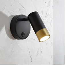 Wandleuchte Innen mit Schalter,Nachttischlampe Wandmontage Gold Vintage,Aluminium Lampenschirm Drehbar,Modern Wandlampe Schwarz für Schlafzimmer,Beleuchtung Wohnzimmer,Flur,Gu10 Wandspot,1pack