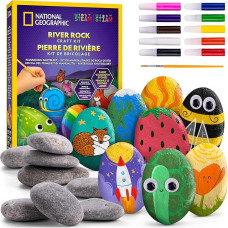 NATIONAL GEOGRAPHIC Stones Painting Set - Craft Set for Children, 15 River Stones with 10 Colours & Accessories Painting, Arts & Crafts